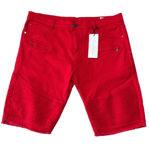 Chou Yatou red distressed shorts - Picture 1 of 6